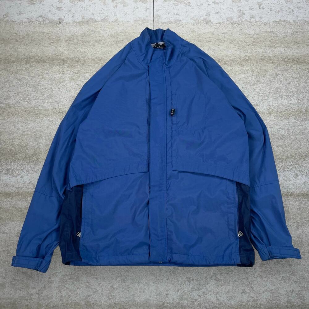Vintage Y2K Nike Windbreaker Jacket Mens M Blue Black Subtle Silver Tag